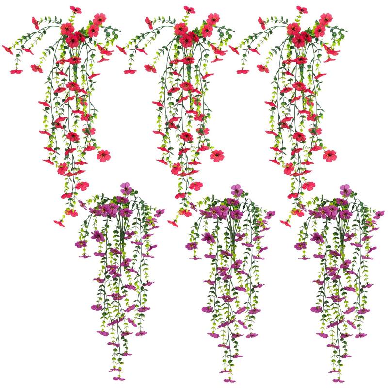 31-in UV Resistant Artificial Daisy Hanging Plant - Set of 6