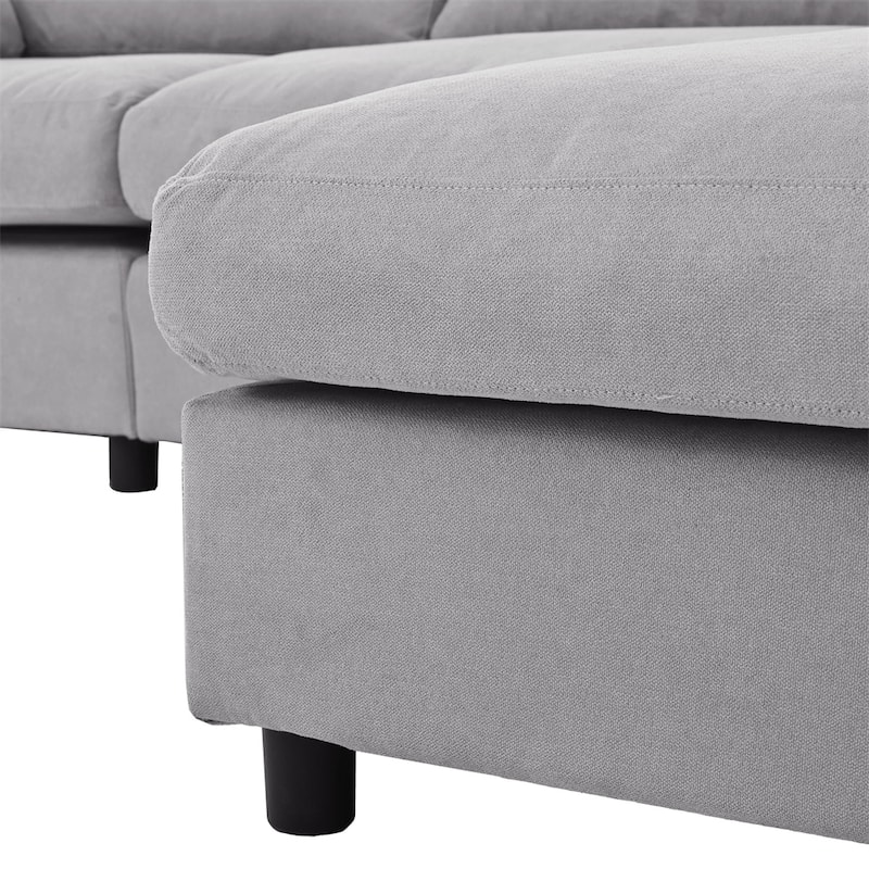 U_STYLE Upholstery Convertible Sectional Sofa,L Shaped Couch