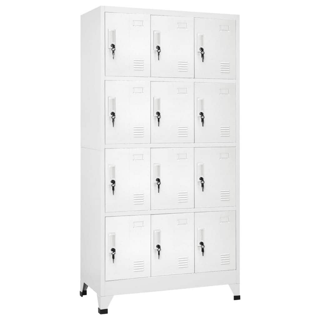 Rim 12 Locker Cabinet with Storage Compartments, Slate Gray Steel