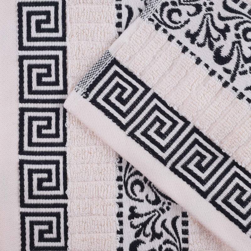 Superior Athens Cotton Floral Border Greek Key 6-Piece Towel Set