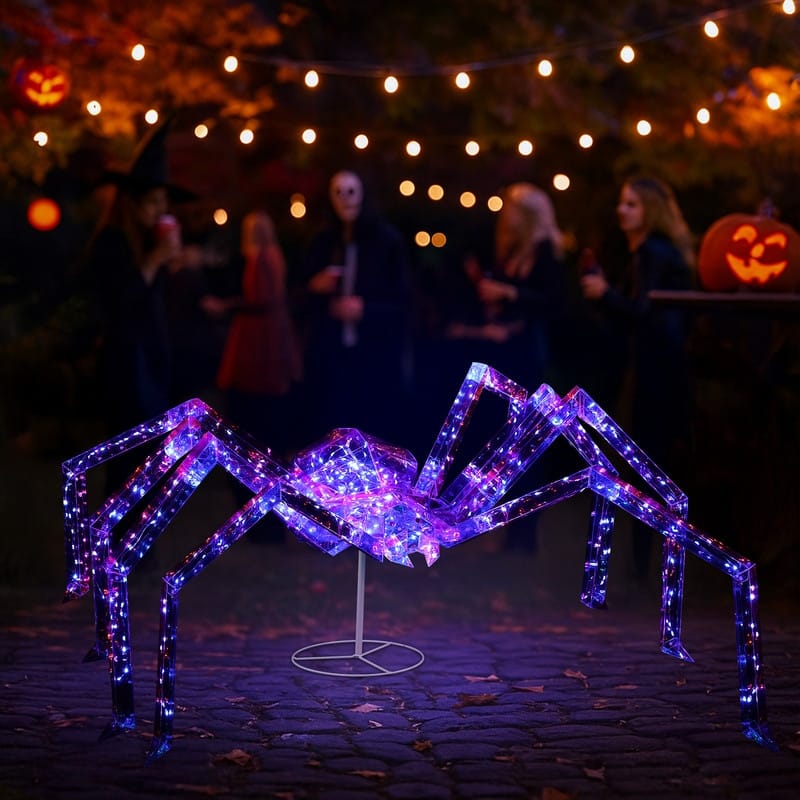 3ft Halloween Lighted Spider with 340 Lights Outdoor Decoration - Black