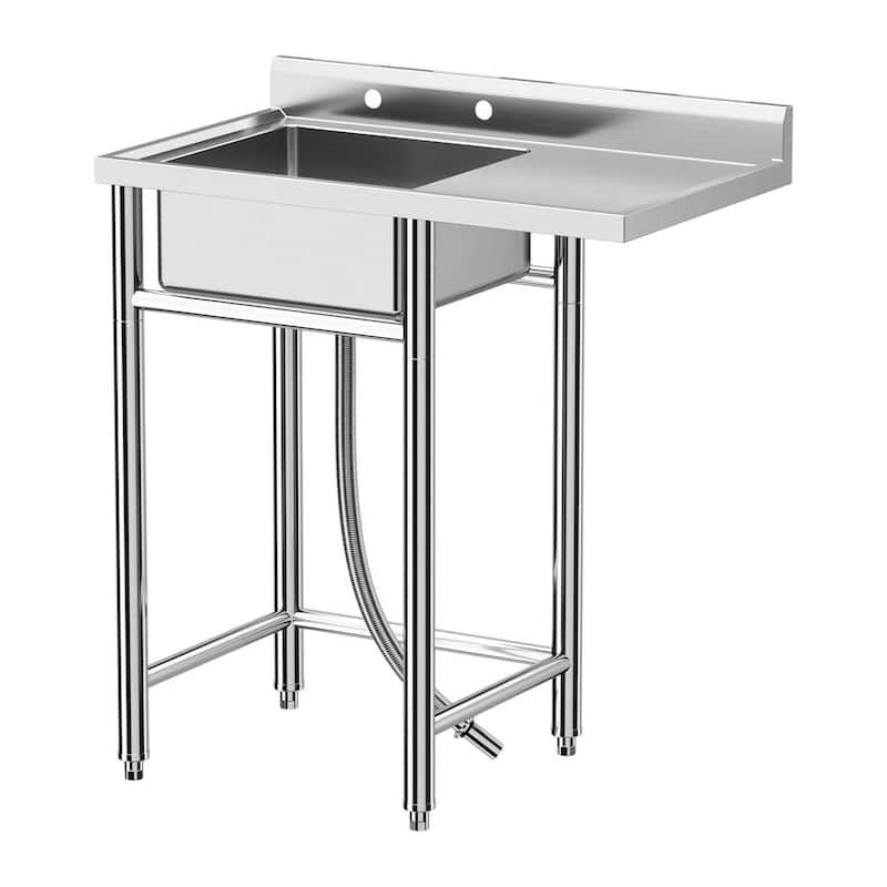Freestanding Stainless Steel Single Bowl Sink for Garage, Kitchen - 36 x 21 x 40 Inch
