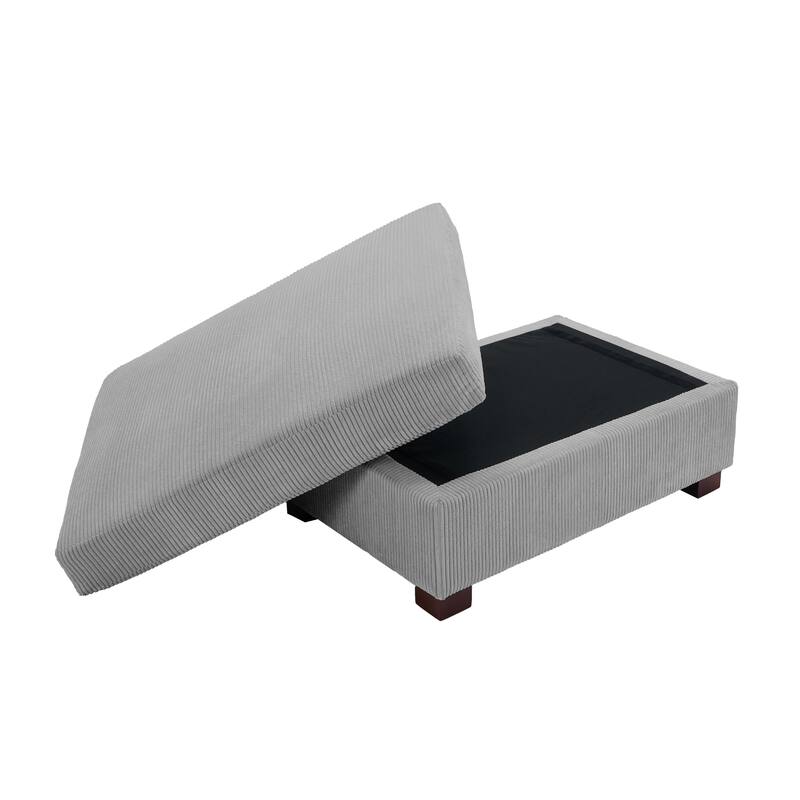 Modern Rectangle Oversized Stripe Corduroy Ottoman