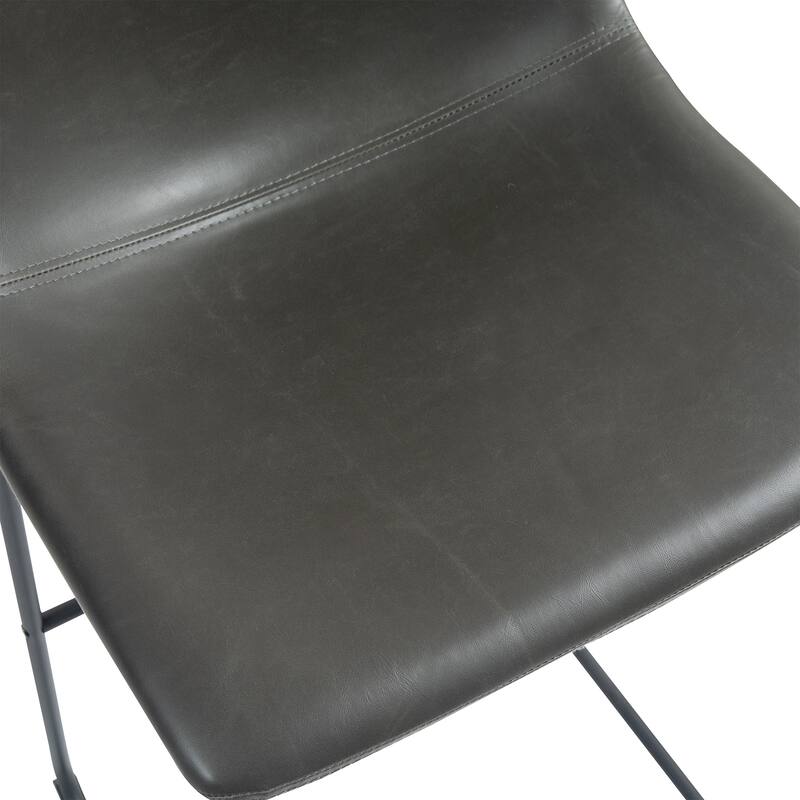 Adan Faux Leather Iron Frame Bar Stool (Set of 2)