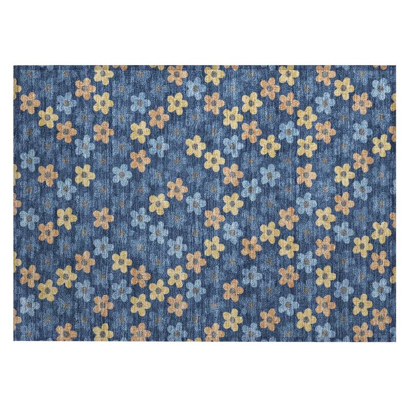 Machine Washable Indoor/ Outdoor Floral Kechi Chantille Rug