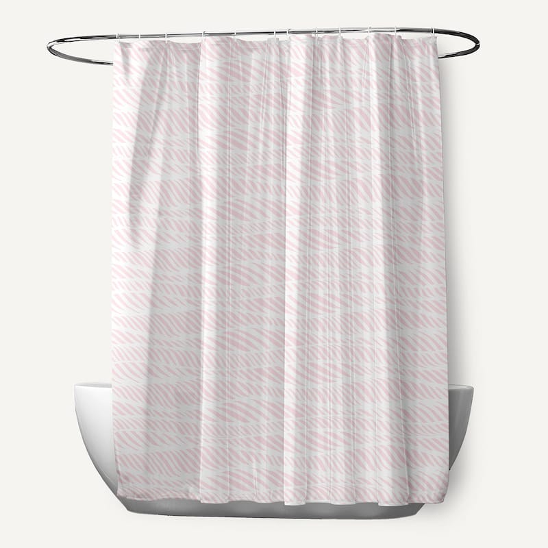 Rolling Waves Geometric Print Shower Curtain - Pink