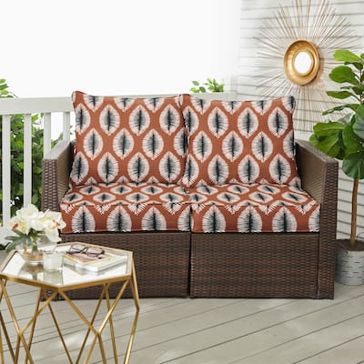 Sorra Home Hayden Sunstone Indoor/Outdoor Deep Seating Loveseat Pillow and Cushion Set