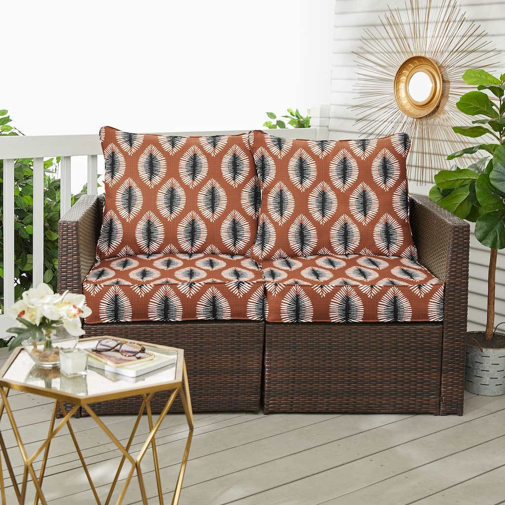 Sorra Home Hayden Sunstone Indoor/Outdoor Deep Seating Loveseat Pillow and Cushion Set