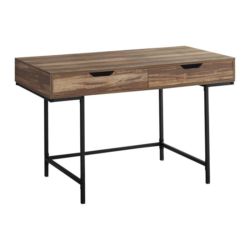 Computer Desk, Home Office, Laptop, Storage Drawers, 48"l, Work, Brown Laminate, Black Metal, Contemporary, Modern