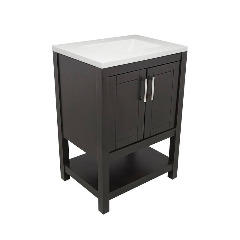 Taos 25 in. W x 19 in. D x 36 in. H Bath Vanity in with White Cultured Marble Top Single Hole
