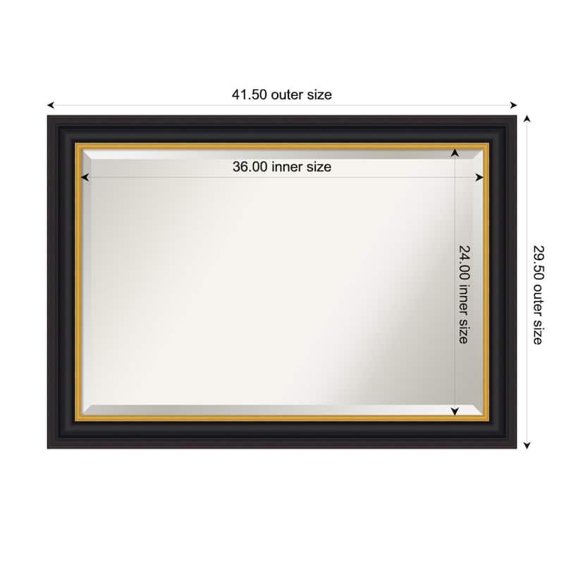 Sierra Beveled Wood Framed Wall Mirror - 42 x 30 in - Sierra Black Brown