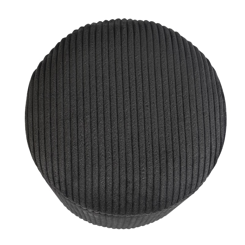 Adeco Round Storage Ottoman Footrest Stool Velvet Gold Plating Base