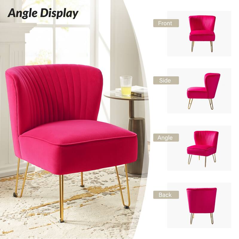 Barto Modern Velvet Tufted Side Chair with Golden Legs by HULALA HOME