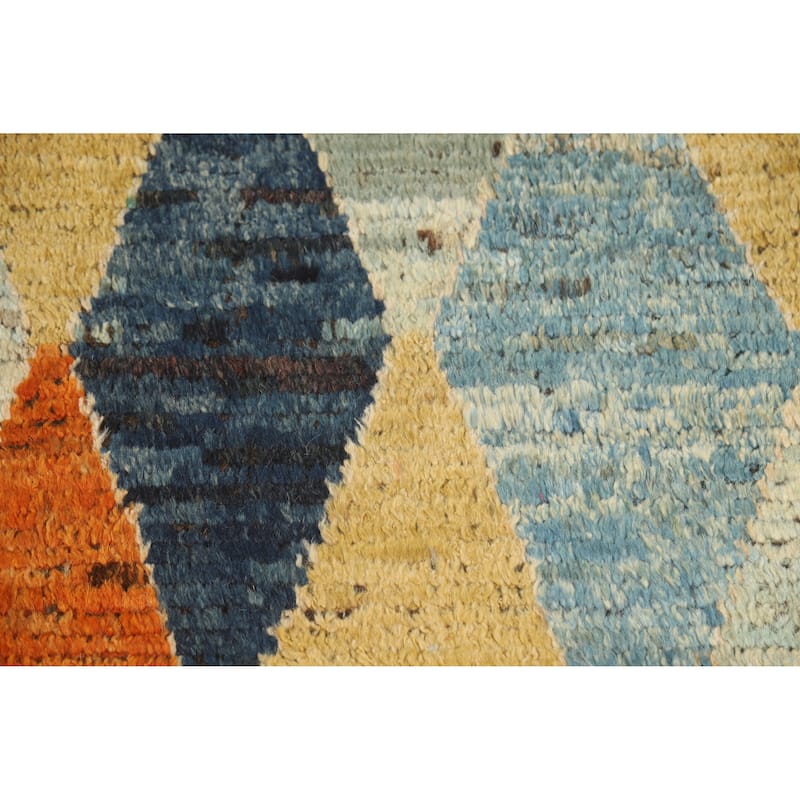 Geometric Moroccan Rug Handmade Tribal Multi-Color Wool Carpet - 5'3" x 6'4"