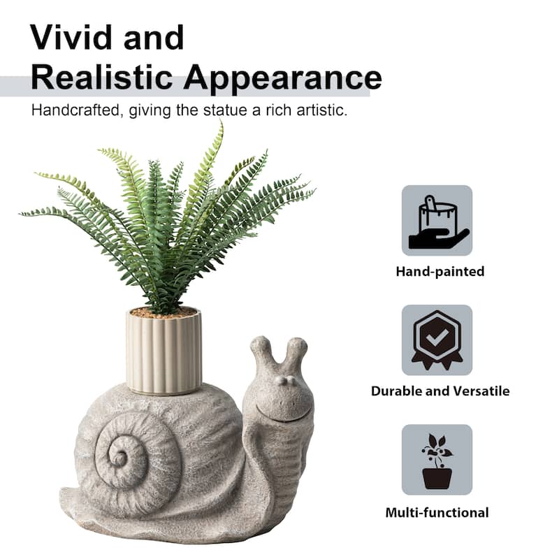 Glitzhome MGO Snail Frog Garden Statue Indoor Outdoor Art Figurine Planter Stand