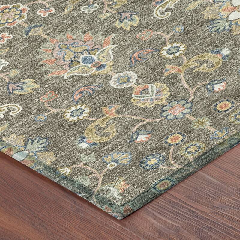 Machine Washable Indoor/ Outdoor Traditional Basalt Chantille Rug