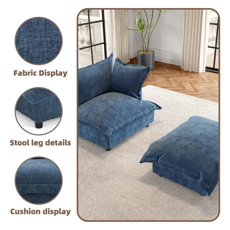 Modern Cloud Chaise Longue Accent Chair with Ottoman set