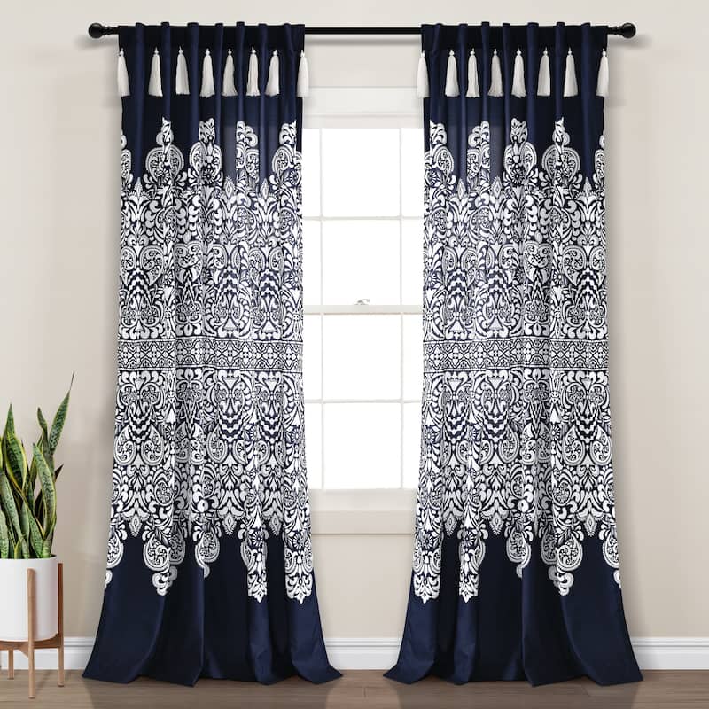 Lush Decor Boho Medallion Window Curtain Panels - 84" x 52" - Navy