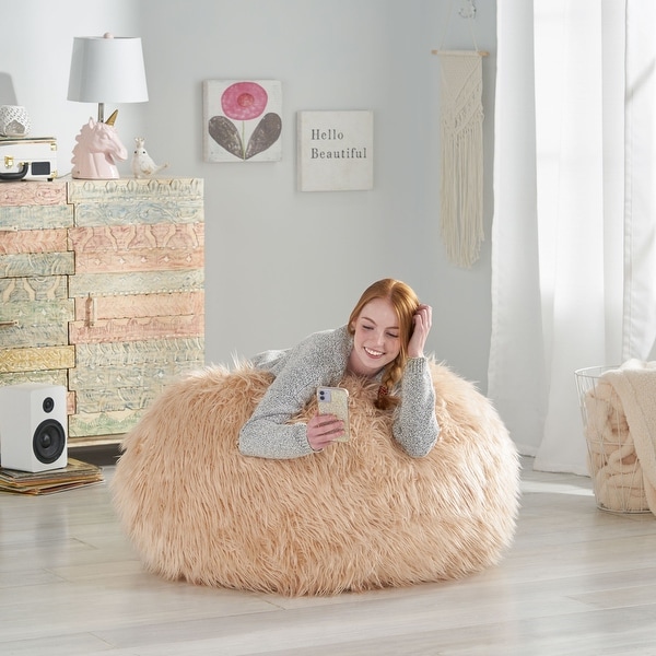 Mosier Modern Glam Faux Fur Bean Bag by Christopher Knight Home. Opens flyout.