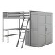 preview thumbnail 3 of 7, Gray Solid Pine Wood Loft Bed with Desk, Shelves, Wardrobe, and Guardrails