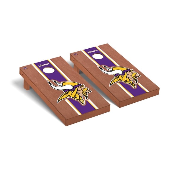 slide 2 of 5, Minnesota Vikings NFL Football Rosewood Cornhole Board Set 2