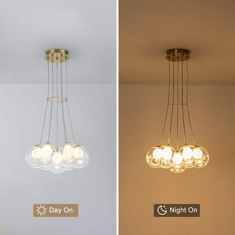 Modern Textured Glass Globe Pendant Light Frosted Shade Dining Room