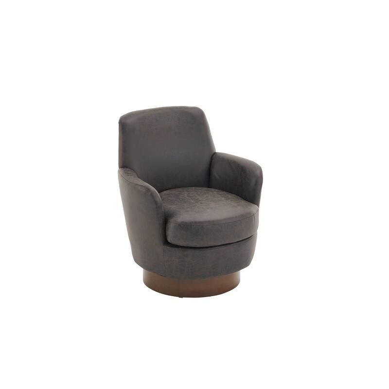 Comfy PU leather Swivel Barrel Chair with Gold Stainless Steel Base