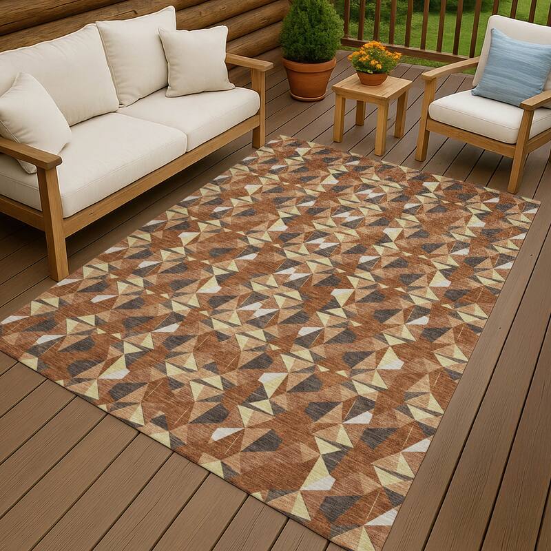 Machine Washable Indoor/ Outdoor Chic Hooper Chantille Rug - Paprika - 9' x 12'
