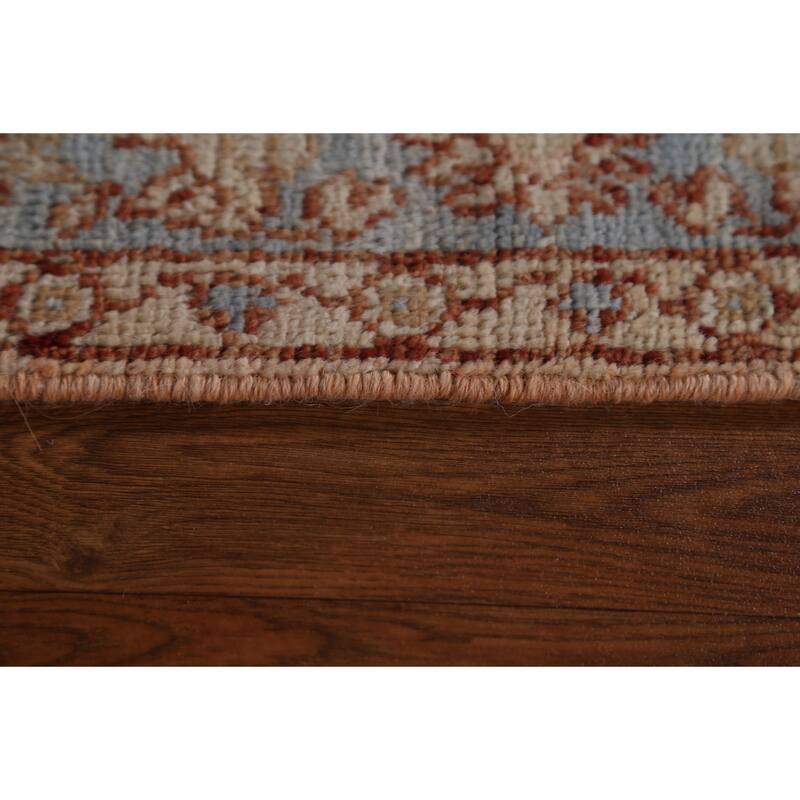 Hand Knotted Oriental 100% Wool Carpet Transitional Geometric Peach Oushak Area Rug - 3' 10'' X 2' 11''