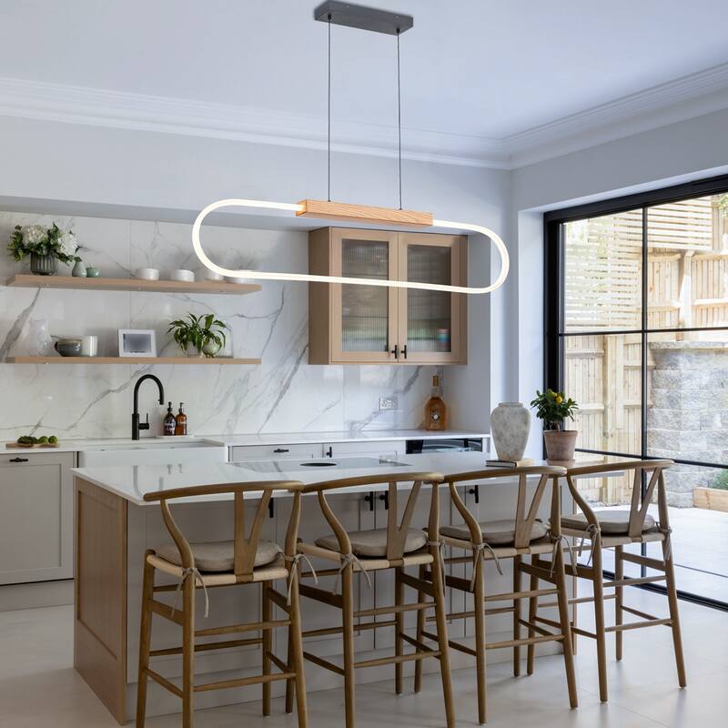 47" Dimmable LED Pendant Light Clear Acrylic Shade Kitchen Island - L47-in