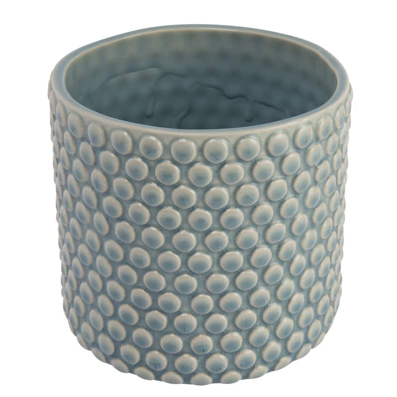 Stoneware Planter Pot with Polka Dots, Sky Blue