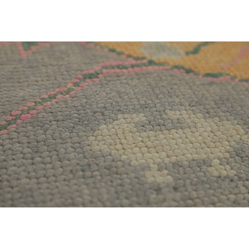 Hand Knotted Oriental 100% Wool Carpet Transitional All-Over Greys & Charcoal Oushak Area Rug - 16' 7'' X 6' 11''