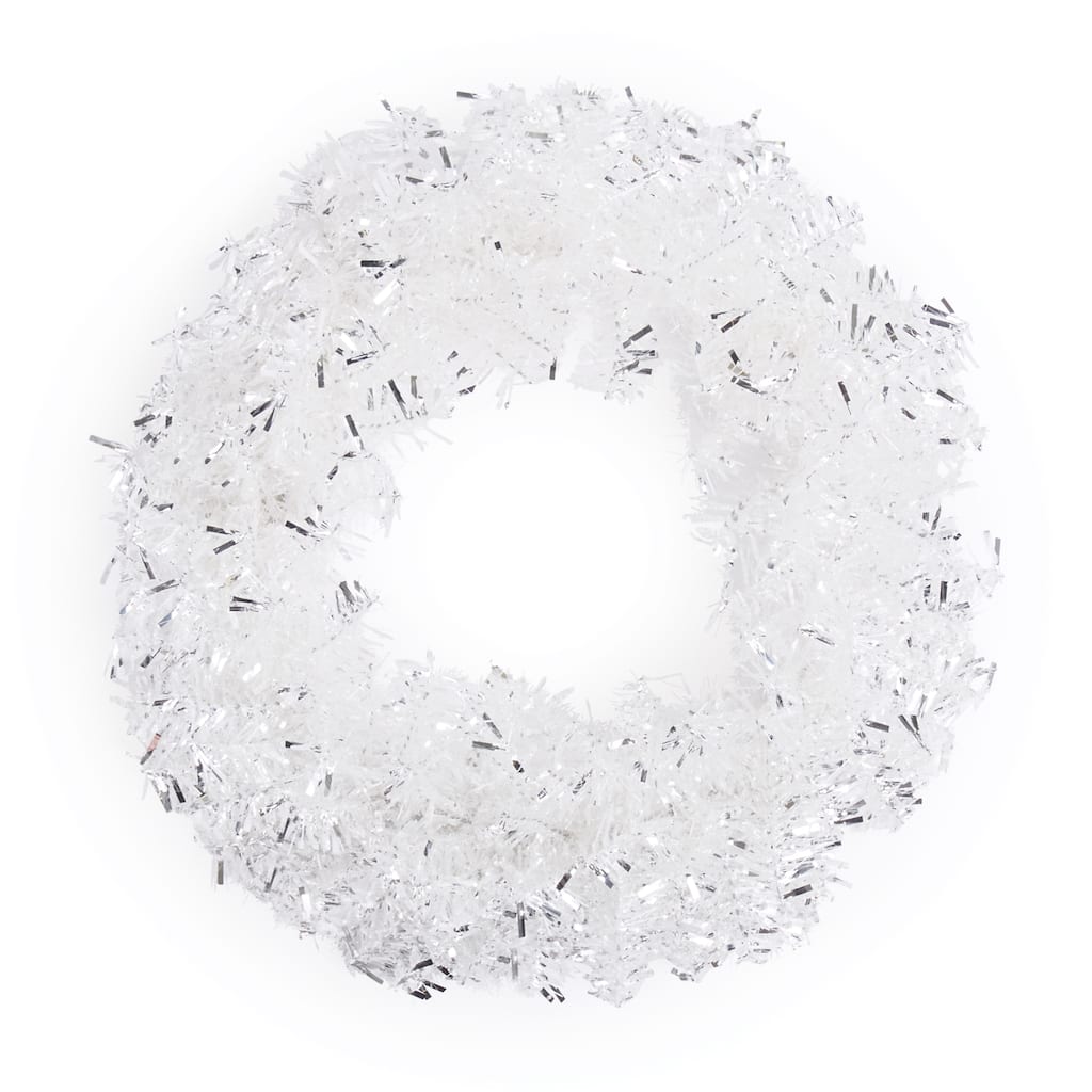 Silver Tinsel Christmas Wreath 22"D