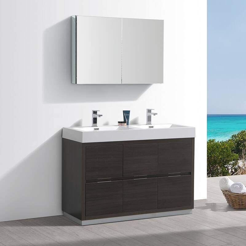 Fresca Senza 48" Double Vanity Set with Wood Cabinet and Acrylic