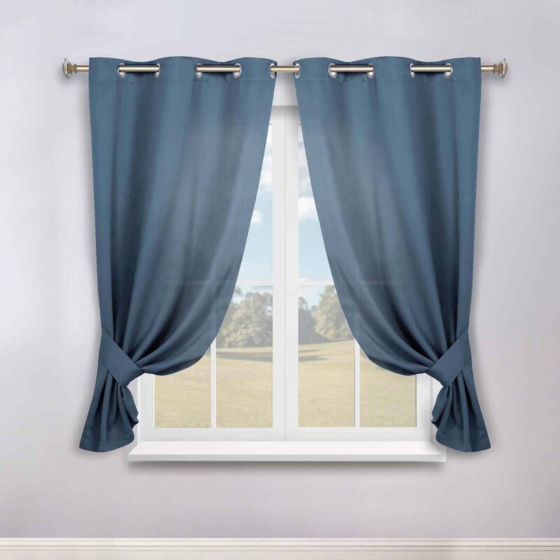 Superior Solid Machine Washable Room Darkening Blackout Curtains with Back Tabs, Set of 2