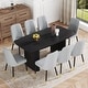 preview thumbnail 10 of 18, 9-Piece Dining Table Set. 67 * 35.4 inch wood grain MDF dining table with 8 chairs