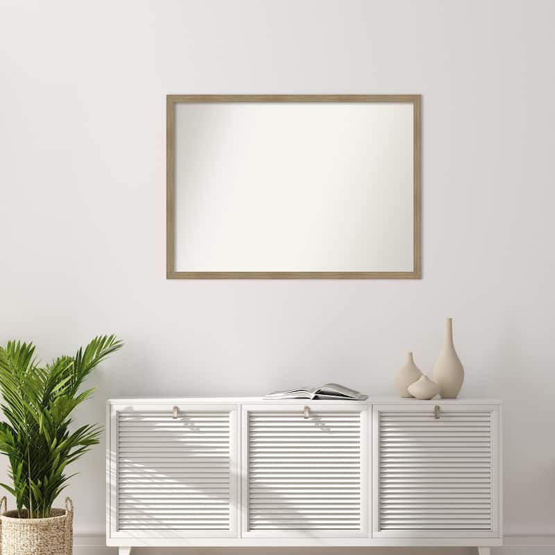 Woodgrain Stripe Non-Beveled Wood Framed Wall Mirror