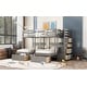preview thumbnail 23 of 38, Full Over Twin & Twin Bunk Bed wGuardrails Wood Triple Bunk Bed, Low Platform Bed wBedend Drawer Space-saving Symmetrical Bed