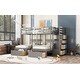 preview thumbnail 14 of 20, Wooden Full Over Twin Triple Bunk Bed with Drawers, Guardrails and Staircase