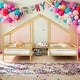 preview thumbnail 11 of 16, Metal Double Twin House Beds with Built-in Table, White