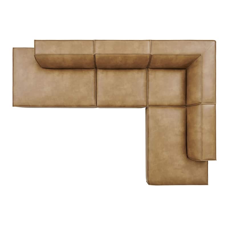Restore 4-Piece Vegan Leather Modular L-Shaped Armless Sectional Sofa