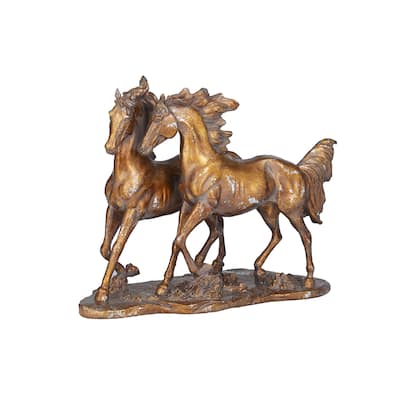 Bronze Polystone Horse Decorative Sculpture - 6"W x 14"L x 11"H