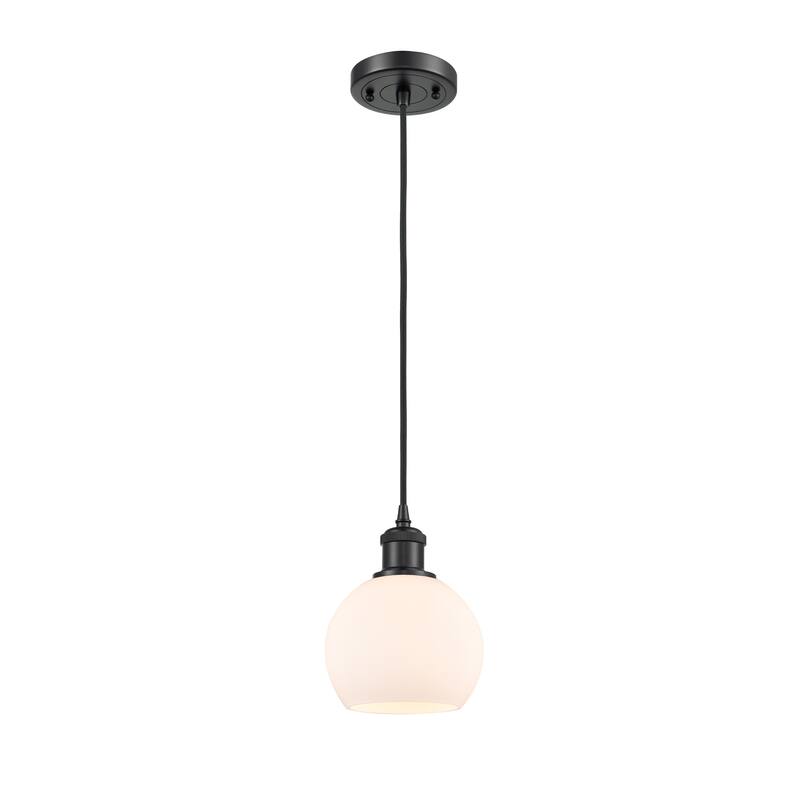 Innovations Lighting Ballston Athens 1 Light 6" Cord Hung Mini Pendant - Matte White/Matte Black