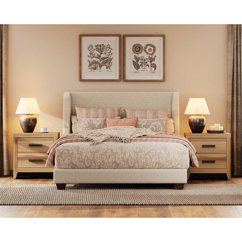 WAMPAT Farmhouse Nightstand with Dual Drawers - Rustic Brown - two-tone - 4-drawer