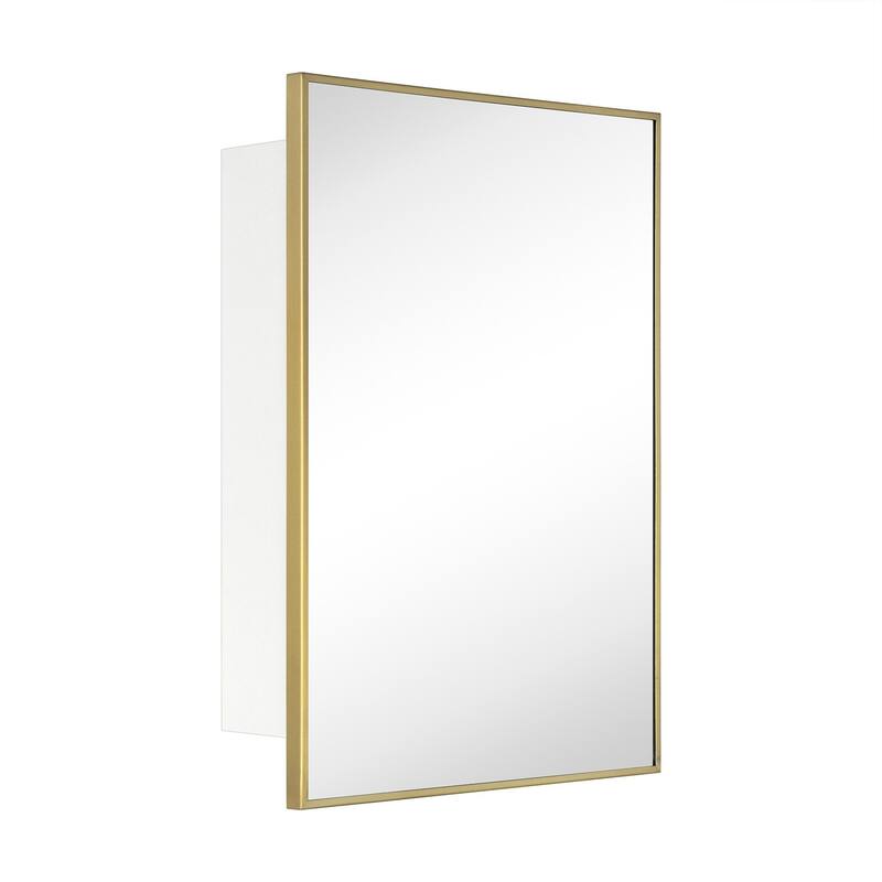 TEHOME Velin Recessed and Surface Mount Bathroom Medicine Cabinet with Mirror Square Cornered Metal Framed Rounded Rectangle