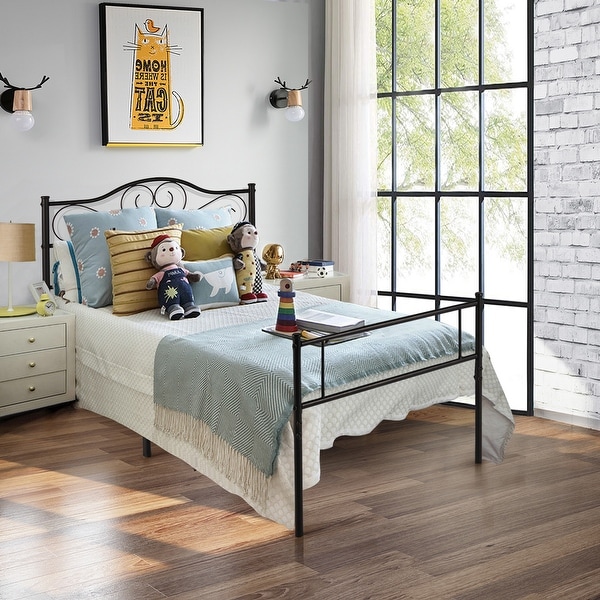 VECELO Twin Size Premium Metal Bed Frame Platform with Headboard and Footboard