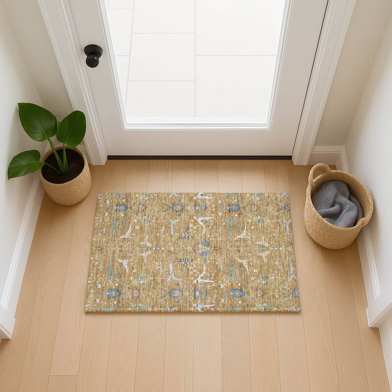 Machine Washable Indoor/ Outdoor Traditional Persian Chantille Rug