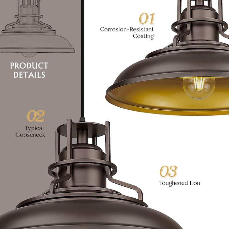 Farmhouse Vintage Barn Pendant Light Oil with Rubbed Bronze Finish