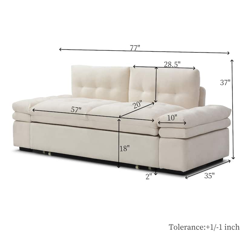 3 in 1 Recliner Sofa Pull Out Sleeper Sofa Bed Linen Loveseat Armchair