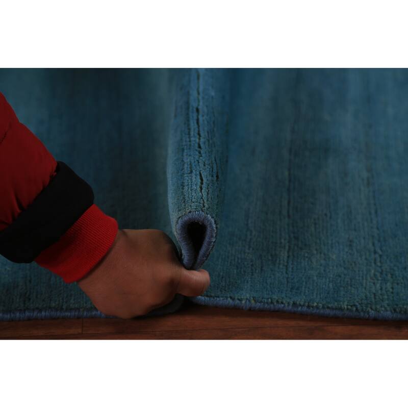 Blue Gabbeh Modern Area Rug Handmade Oriental Blue Wool Carpet - 5'6" x 7'10"